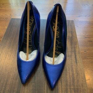 Sam Edelman Metallic Blue Pointed-Toe Women's Heels